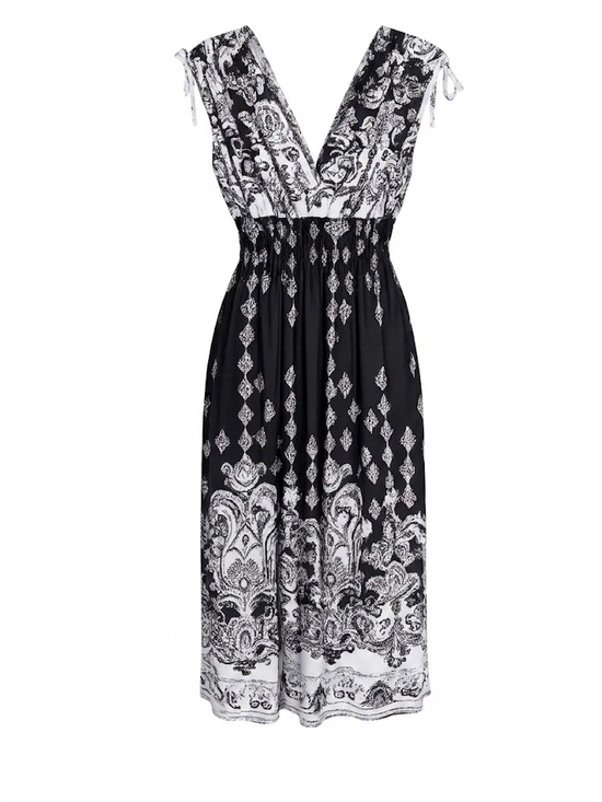 Jon & Anna Dresses & Skirts - Jon & Anna Black and White Printed V-Neck Midi Dress